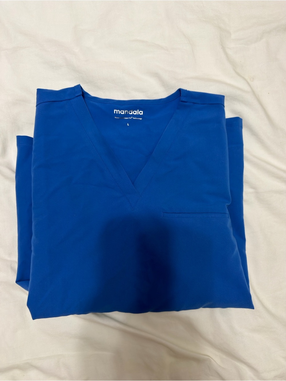Mandala Women's V-Neck Scrub Top in Royal Blue